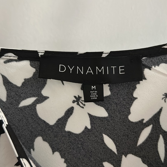 Dynamite Satin Slip Dress white floral on black size M - Picture 6 of 7